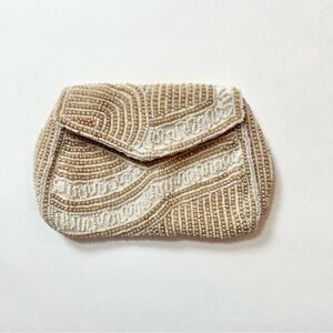 Antique Vintage Handmade in Belgium Beaded Wallet with belt loop on back